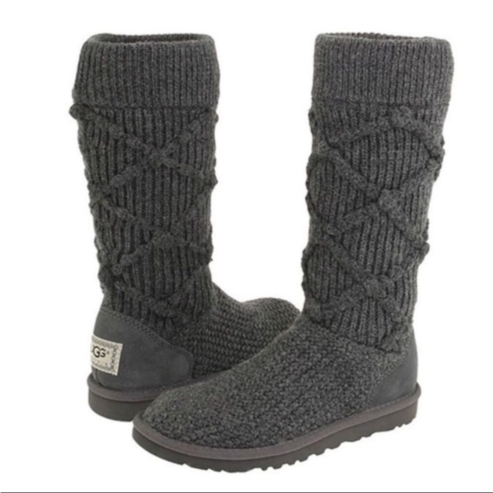 UGG Australia argyle lattice knit gray boots - Picture 1 of 11